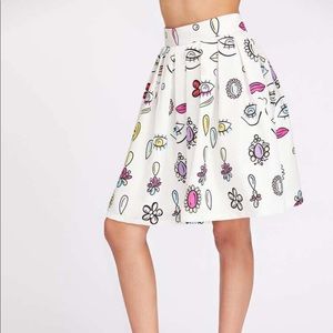 Eyes print zipper back skirt
